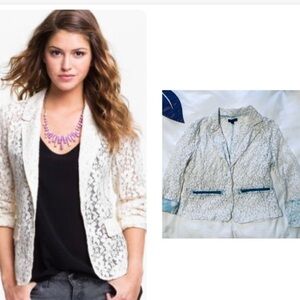 💜3/$30 Material Girl Junior Large White Lace Blazer Jacket